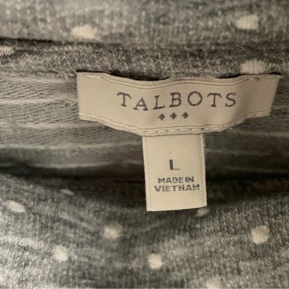 Talbots Gray with White Dots Funnel Neck Tee - Picture 3 of 4